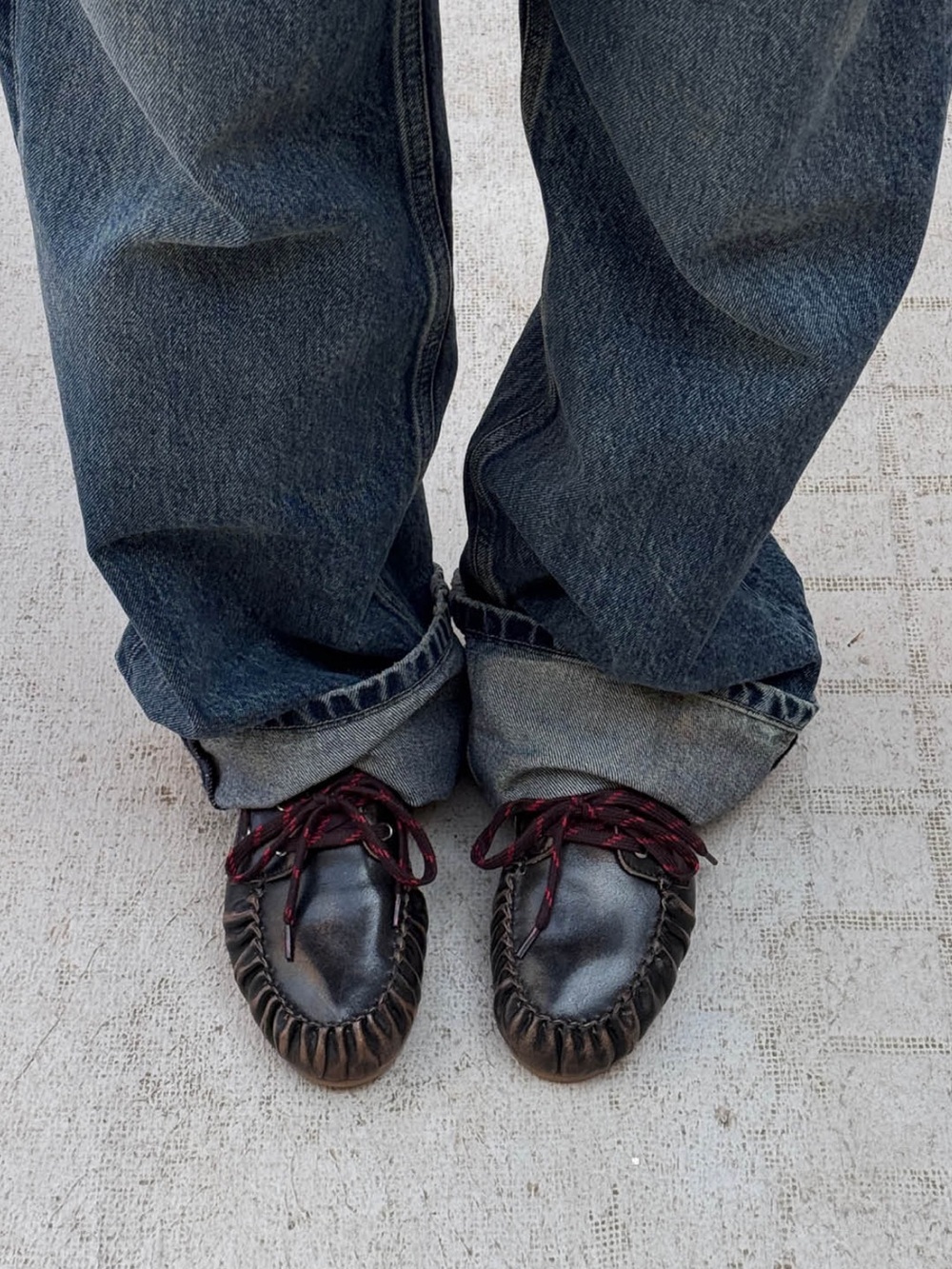 ALOHAS “Rowan Sporty Vintage-Effect” Brown Leather Loafers